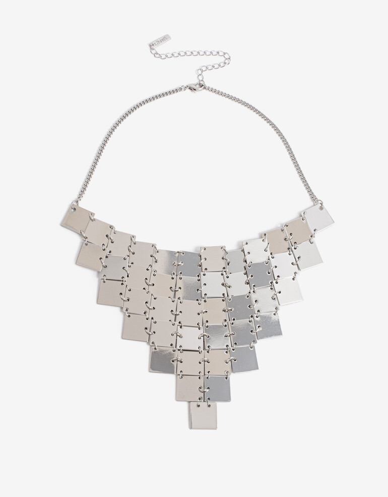 Collares Cortos Metal Collares Cortos, Statement Night - Plateado Rodio