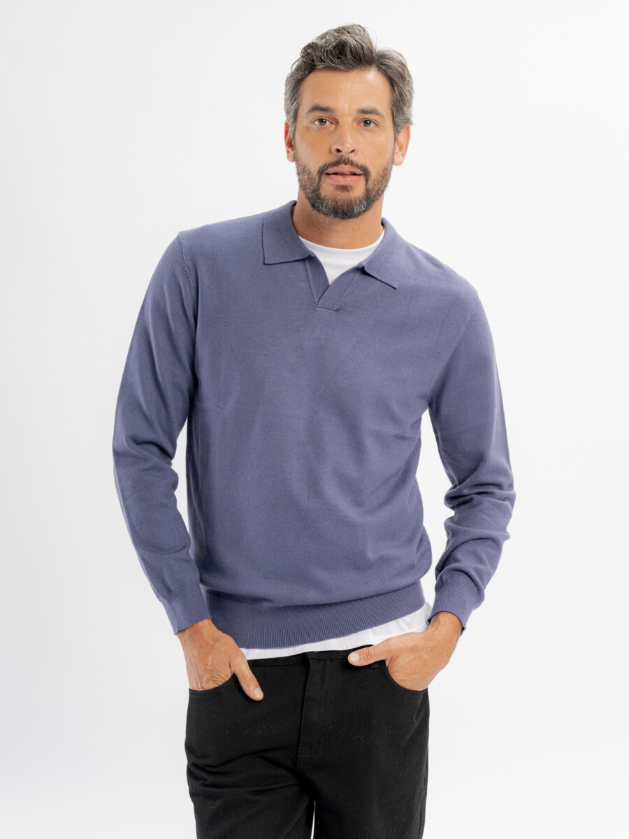 Buzo tejido cuello polo Axel - azul 