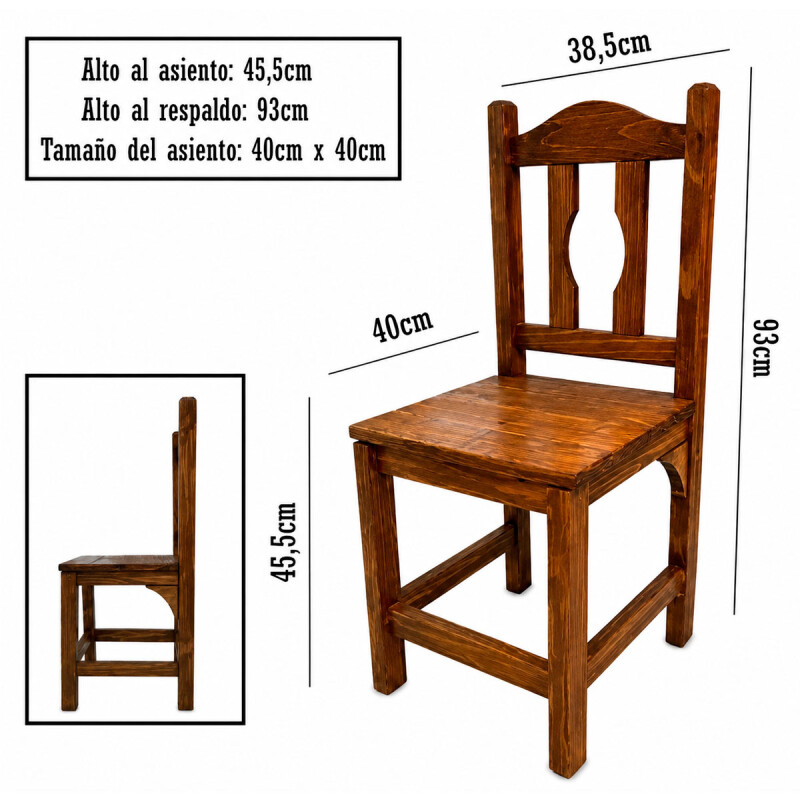 SILLA TMAX Madera Maciza Pino c/ Lustre N/A