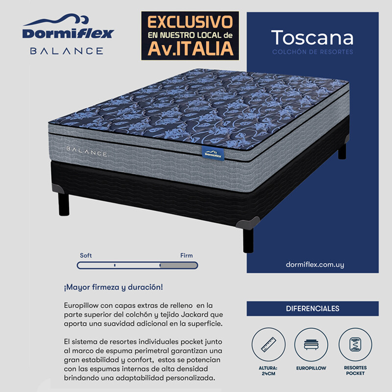 Colchón Toscana con Sommier 2 Plazas - 140x190 (Oportunidad)