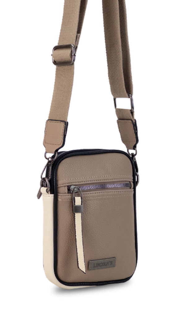 PHONE BAG GIONA TOPO MANTECA Y NEGRO