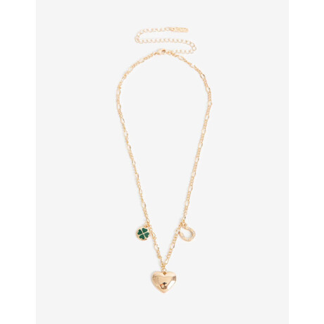 Collar Corto Metal Trébol Bañado En Oro Dorado