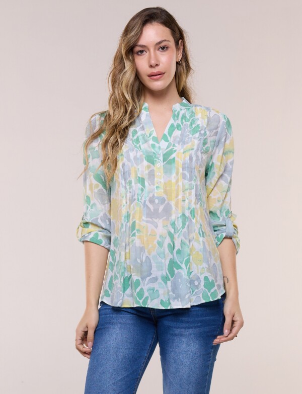 Blusa Plisada VERDE/MULTI