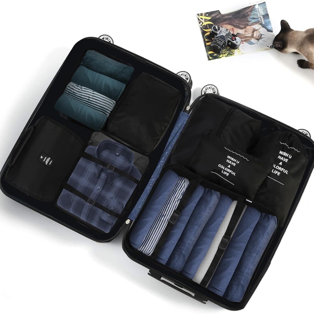 Kit Organizador de Viaje 8 Piezas Negro