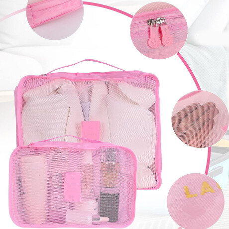 Set x6 Organizador de Valija Mochila Equipaje Viaje Rosado