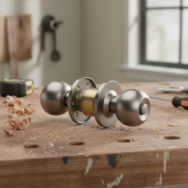 Cerradura Pomo Redondo Para Puerta C/ Tres Llaves Interior Color Plateado