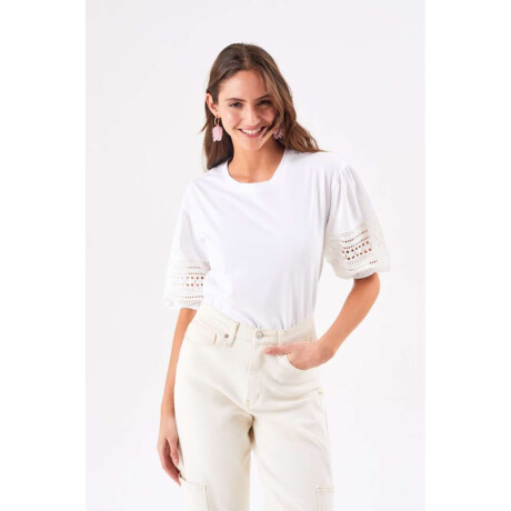 Remera Algodon Combinada Blanco