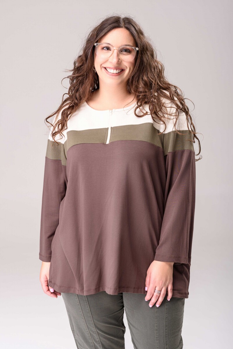 Remera cierre - Beige |verde| chocolate 