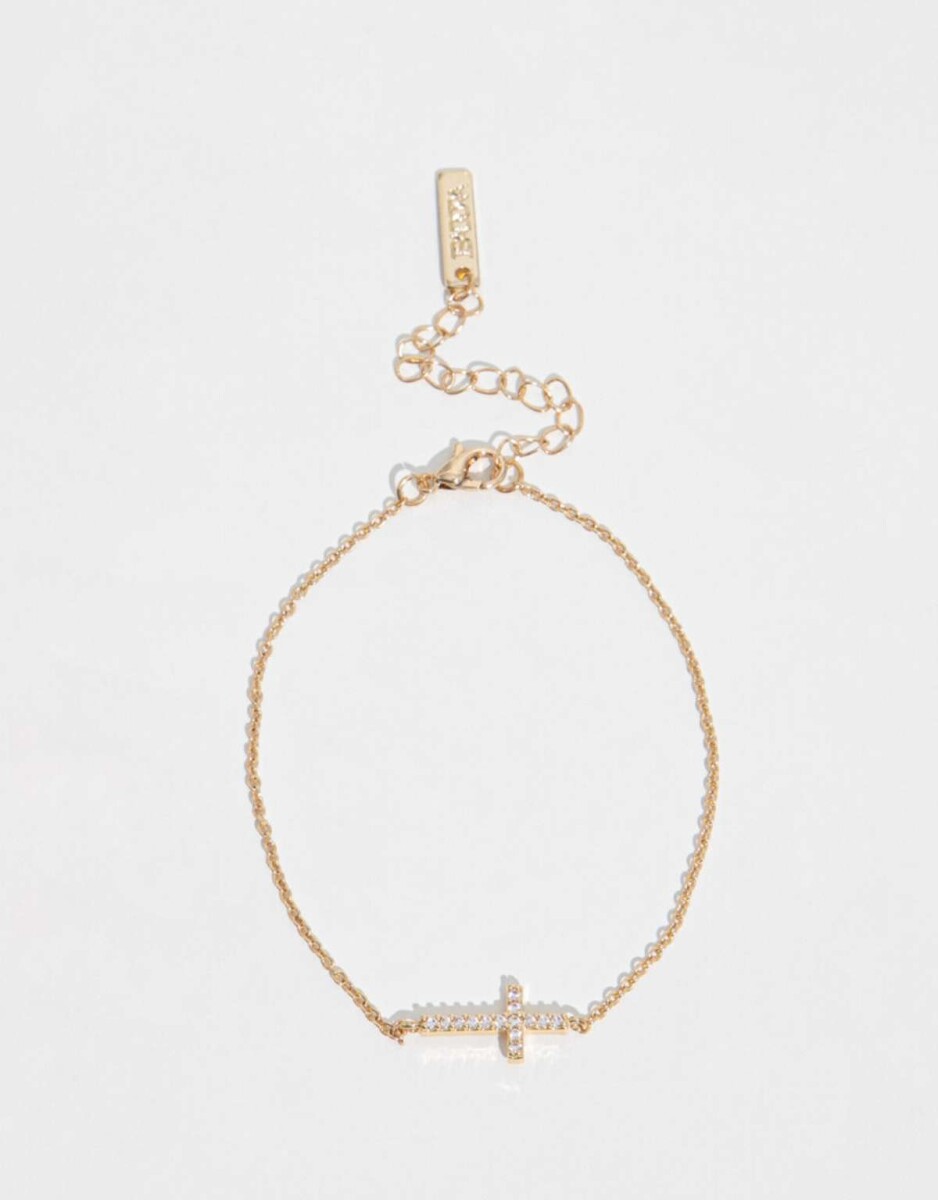 Pulsera Con Dije De Cruz - Dorado 