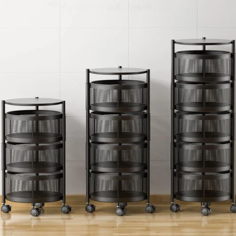 Carrito Organizador Metálico 3 Estantes Con Ruedas 360° Alto 60Cm x Ø 34Cm Carrito Organizador Metálico 3 Estantes Con Ruedas 360° Alto 60Cm x Ø 34Cm
