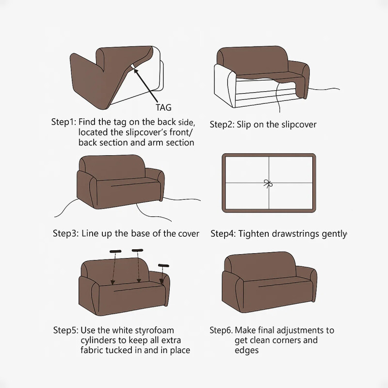Cubre Sillón De Tela Elastizada Funda Forro Sofá 2 Cuerpo Marrón