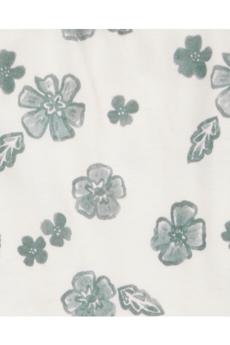 Set dos piezas de algodón, short y body con volados, diseño floral Set dos piezas de algodón, short y body con volados, diseño floral