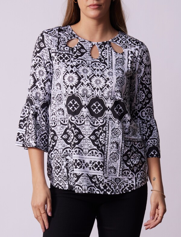 Blusa Relieve BLANCO/NEGRO