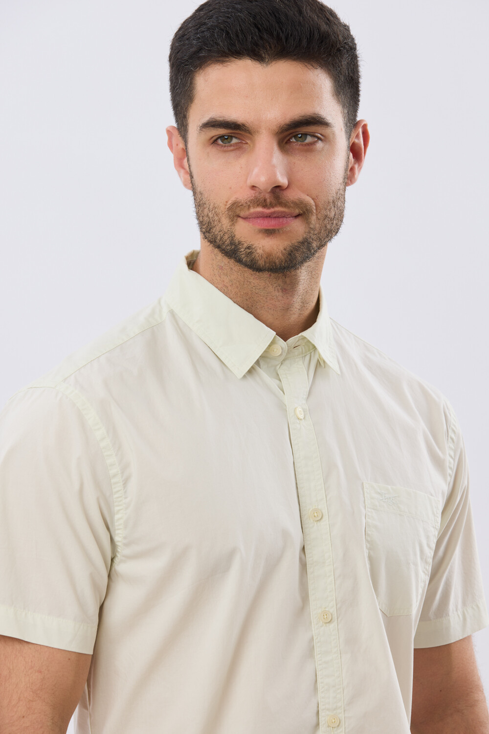 CAMISA LISA DE ALGODÓN Pistacho