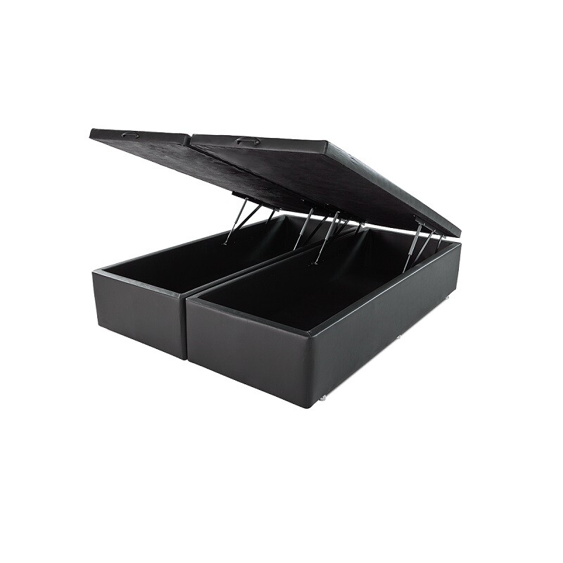 Box Baúl Eco Cuero Negro Extra King 97 x 203 x 45 (x2)