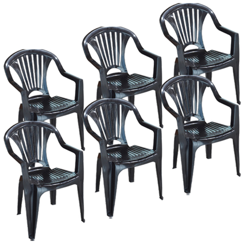 Set x6 Silla reforzada con apoya brazos NEGRO