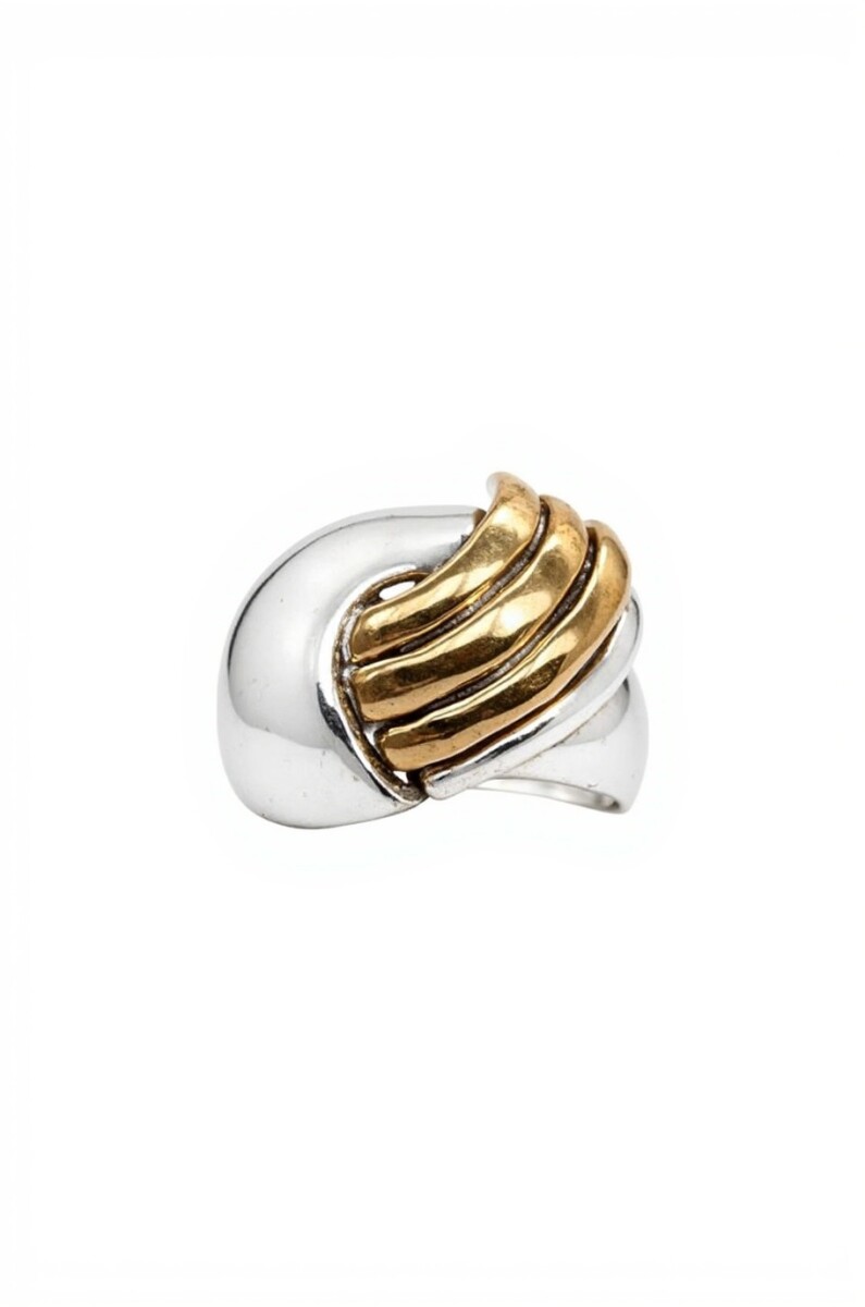 Anillo Tres Líneas Plata y Oro- AN6003 - sinpiedra 