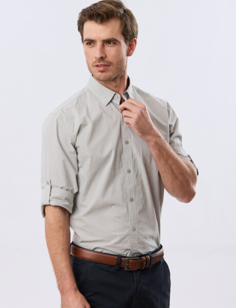 CAMISA LISA DE ALGODÓN Pistacho