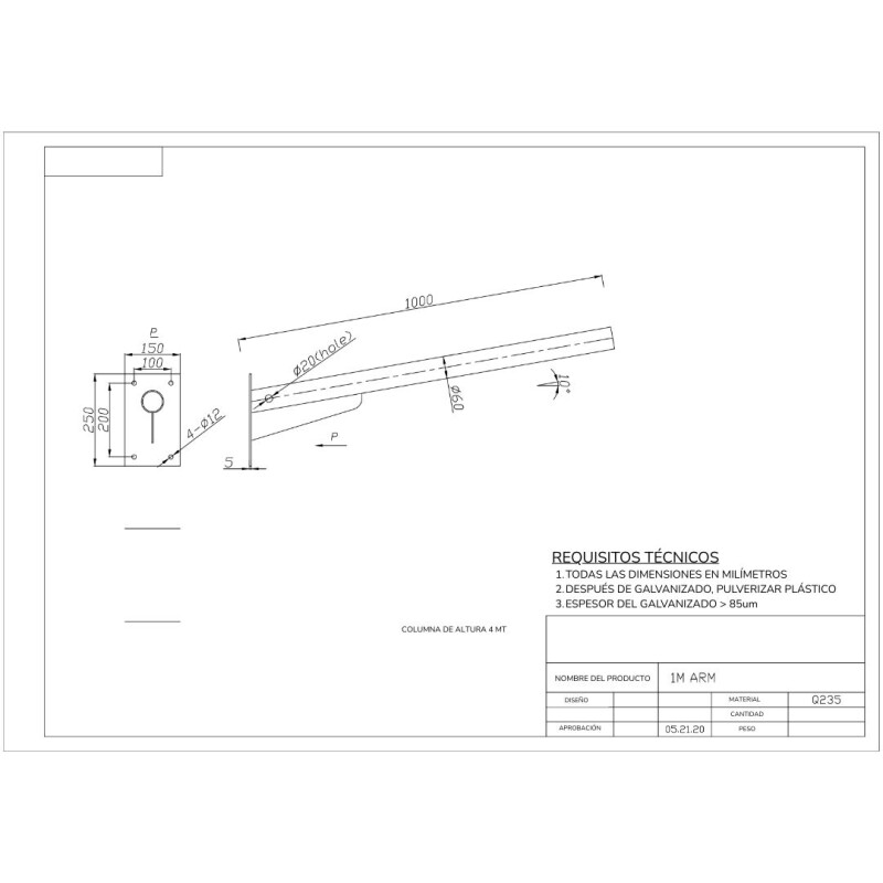 Brazo para adosar a Pared Brazo Para Adosar O Pared