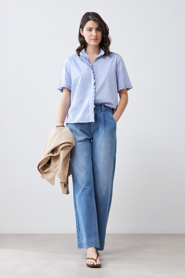 Camisa fantasía manga corta azul