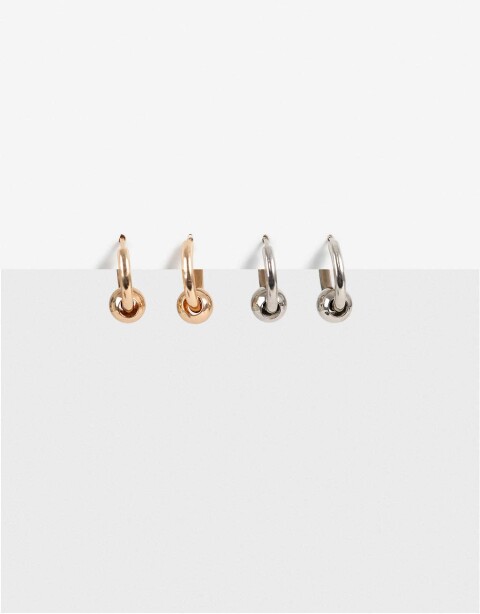 Aros Argollas Set Metal Set Argollas Bolón Metal - Dorado
