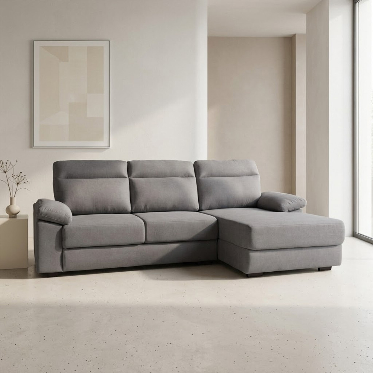 Rinconera Owen - Tela Microfibra - Chaise derecho - 12091 (Gris) 