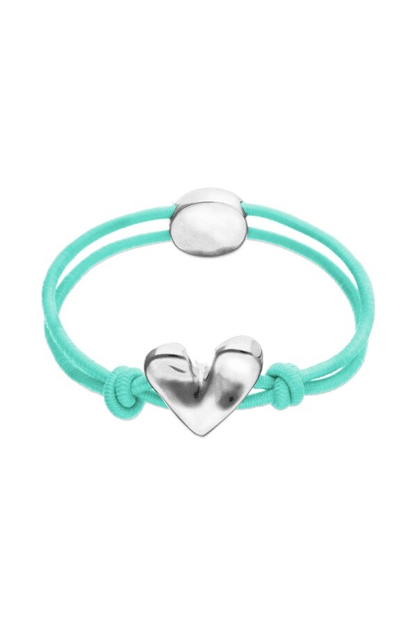 PULSERA DE HILO ELÁSTICO AZUL CON CORAZÓN BAÑADO EN PLATA DE LEY Pulsera