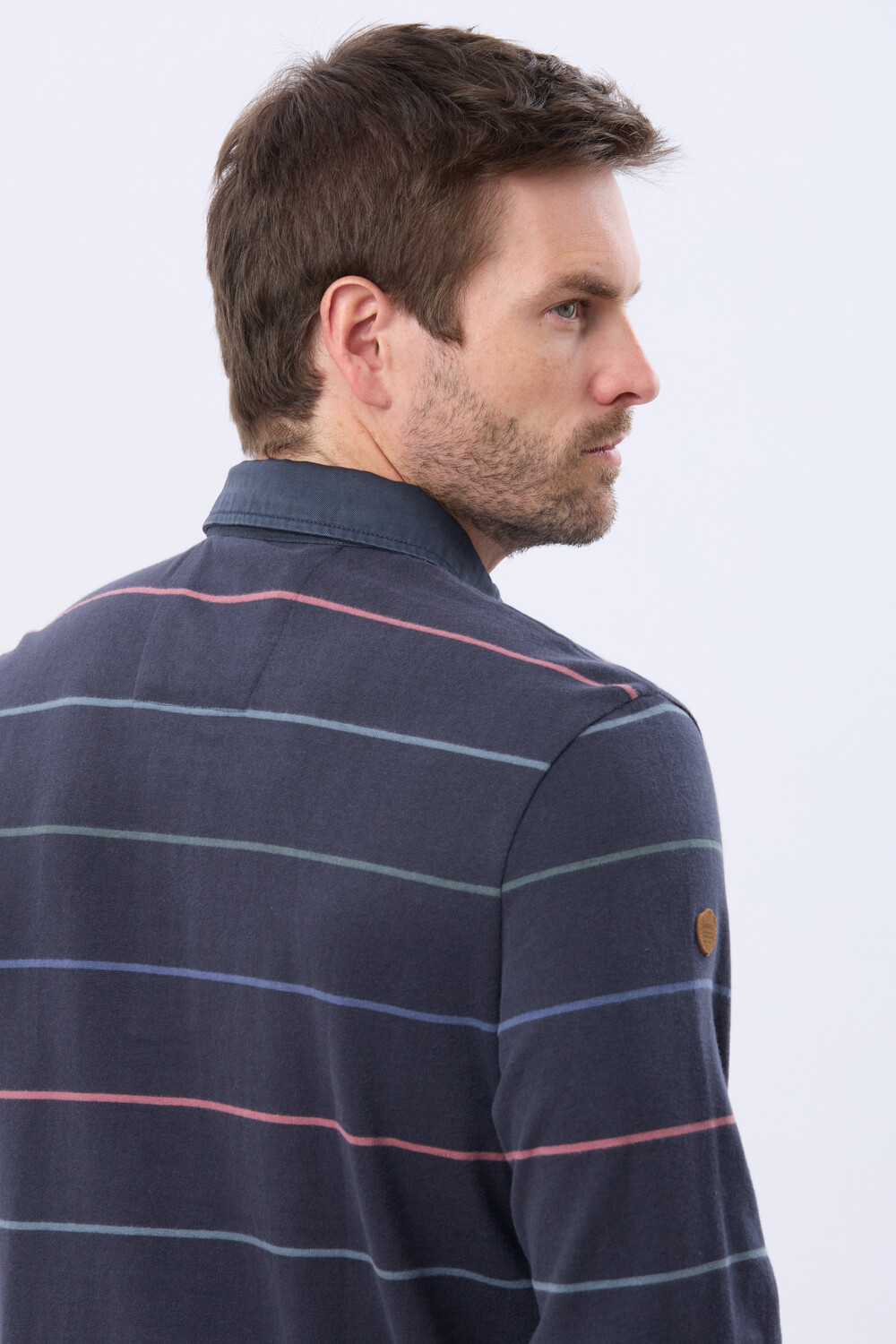 REMERA POLO RAYADA DE ALGODÓN Azul