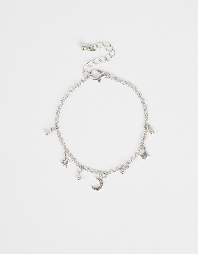 Pulseras Flexibles Bañada en Plata Pulsera Con Dijes Bañada En Plata - Plateado