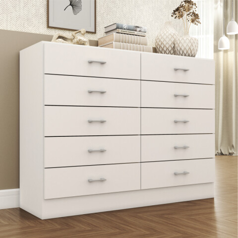 Comoda Cajonera de 10 Cajones para Dormitorio - FE - Blanco Comoda Cajonera de 10 Cajones para Dormitorio - FE - Blanco
