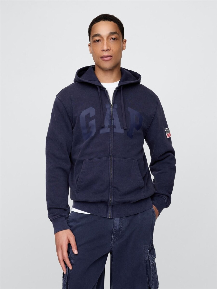 Canguro Con Cierre Logo Gap Hombre - Navy Uniform 