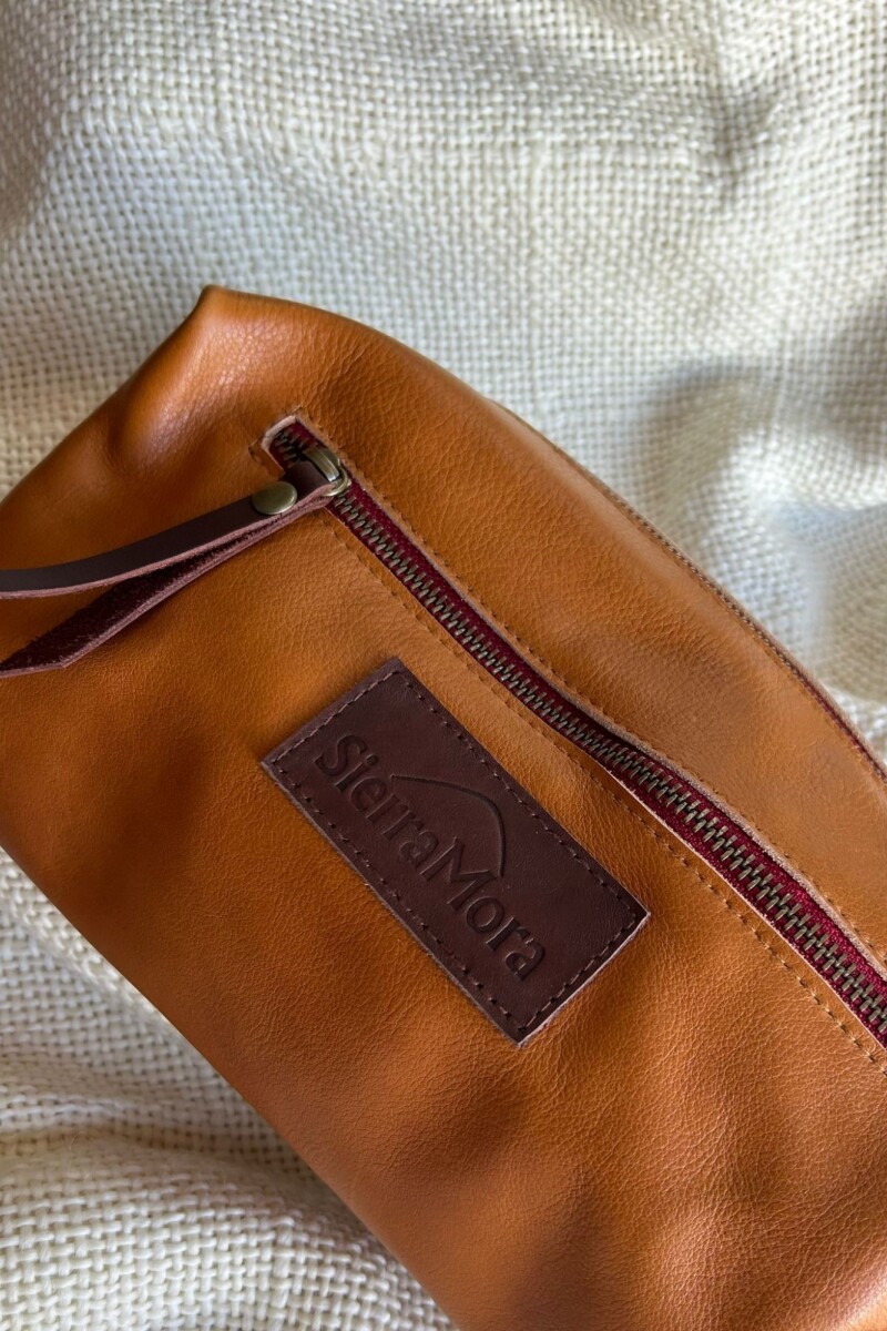 Necessaire de Cuero Honey Red Zip