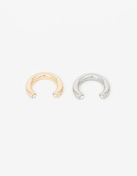 Sets Anillos Strass Set De Anillos Biplating - Combinacion Bicolor