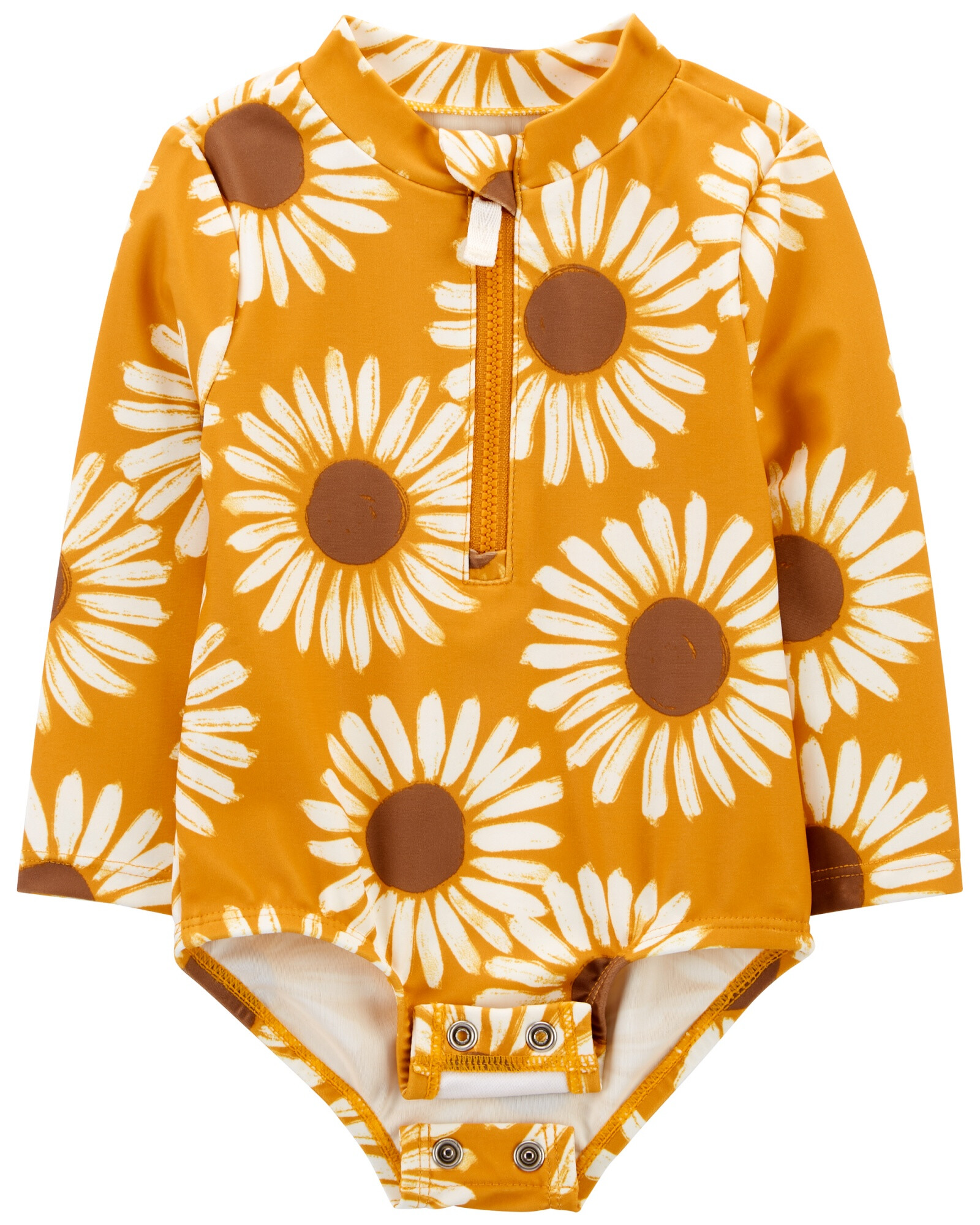 Malla de baño una pieza manga larga con protección UPF 50+ diseño girasoles Malla de baño una pieza manga larga con protección UPF 50+ diseño girasoles