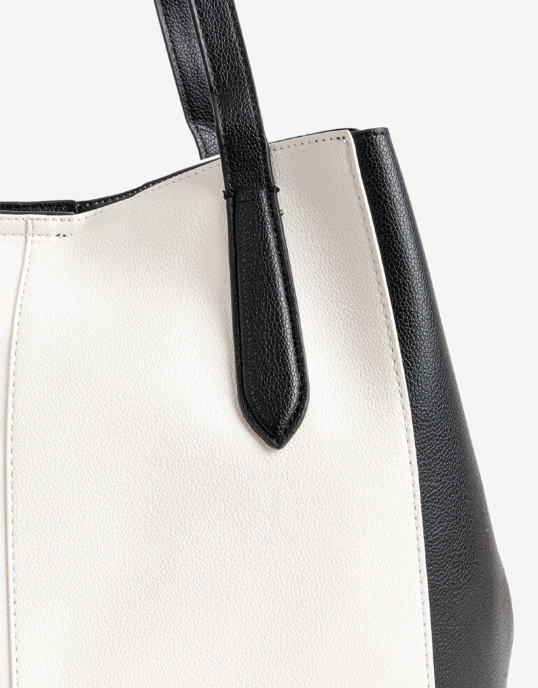 Shopper Shopper Con Doble Asa Corta De Hombro - Combinacion Bicolor