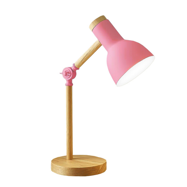 Lampara de Escritorio Nordica Articulada de Metal y Madera Color Rosa Lampara de Escritorio Nordica Articulada de Metal y Madera Color Rosa