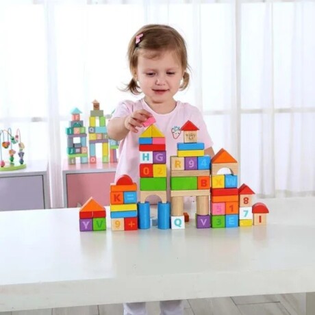 Tooky Toy 70 pcs Bloques de Madera Didáctico Tooky Toy 70 pcs Bloques de Madera Didáctico