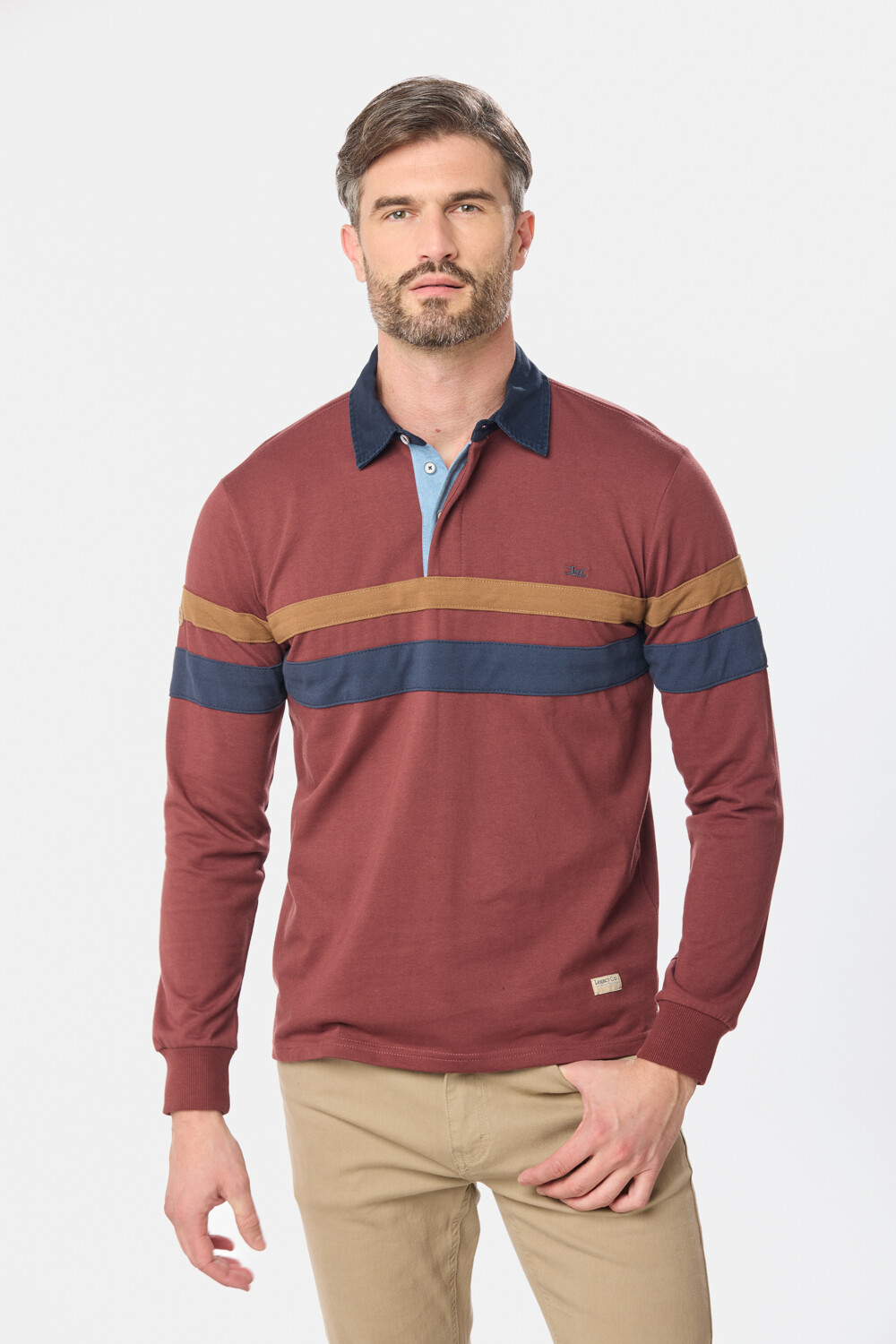 REMERA POLO RAYADA Bordo
