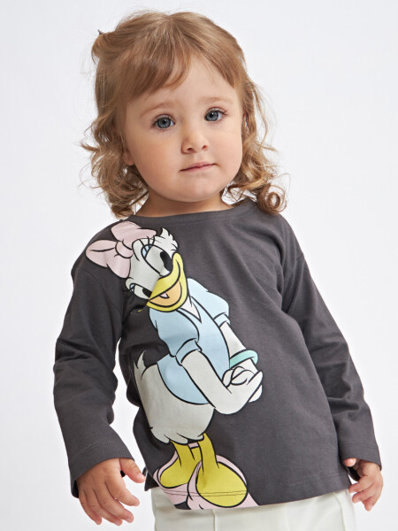 Camiseta manga larga estampada Gris Oscruo