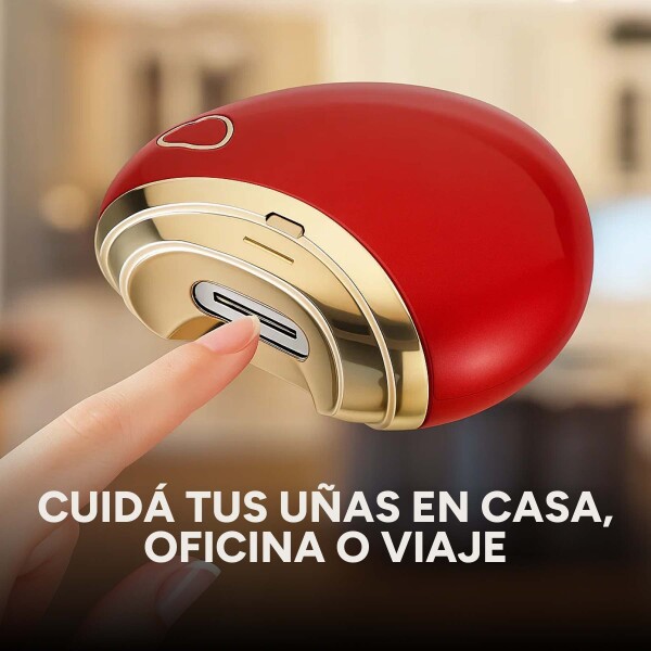 Corta Uñas Eléctrico Portátil USB C/ Función Lima Recargable Color Rojo