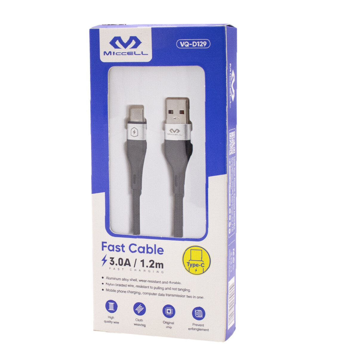 Cable Tipo C Miccell Vq-d129 3a 1.2m Negro Jtmicc013 