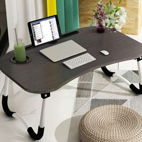 Mesa portátil para laptop con soporte y portavaso Negro