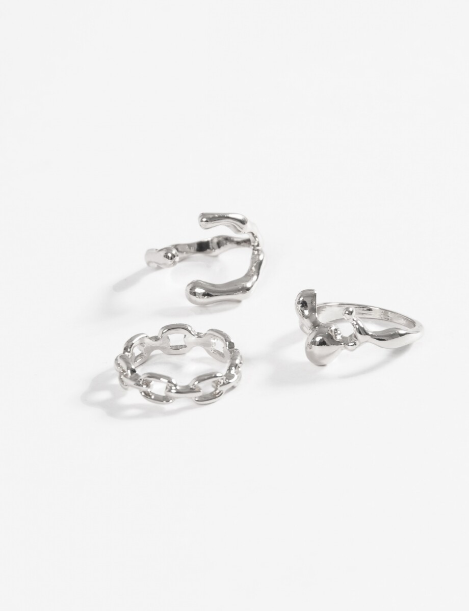 Set de anillos wavy - plateado 