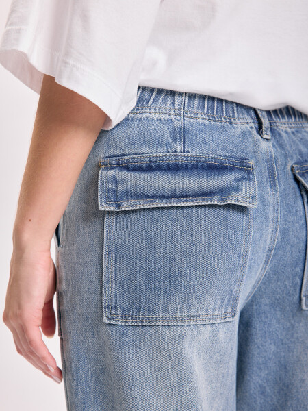 Pantalón jean cargo Azul Medio