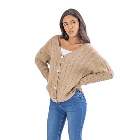 Saco de Dama Inside con Botones y Trenzas KHAKI