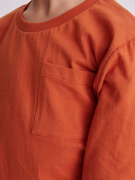 Remera manga larga con bolsillo Terracota