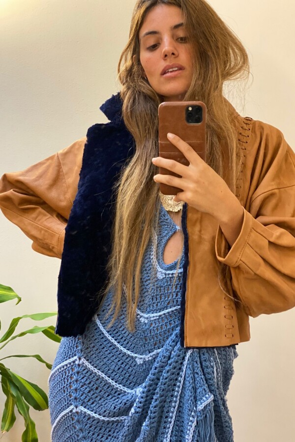 Campera Furor Camel Corderito Azul