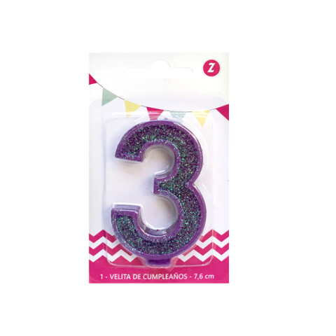 Velita Grande Glitter N°3 Violeta Velita Grande Glitter N°3 Violeta