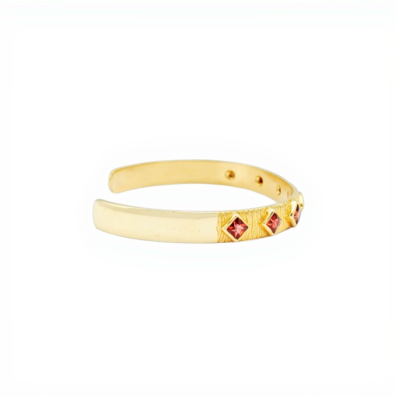 Brazalete Pune-Plata Rodinada con micra oro 18k-Piedra Granate-BR2000 conpiedra