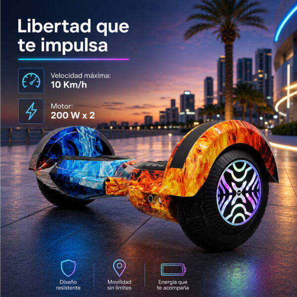 Skate Eléctrico Hoverboard 8" Dw408 MULTICOLOR